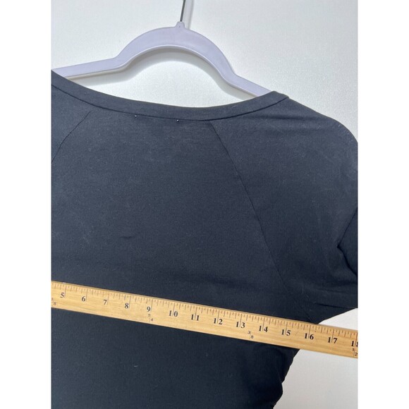 Standard James Perse Top Womens 3 Large Black Long Sleeve Ruched Side Tee Shirt - Picture 7 of 14